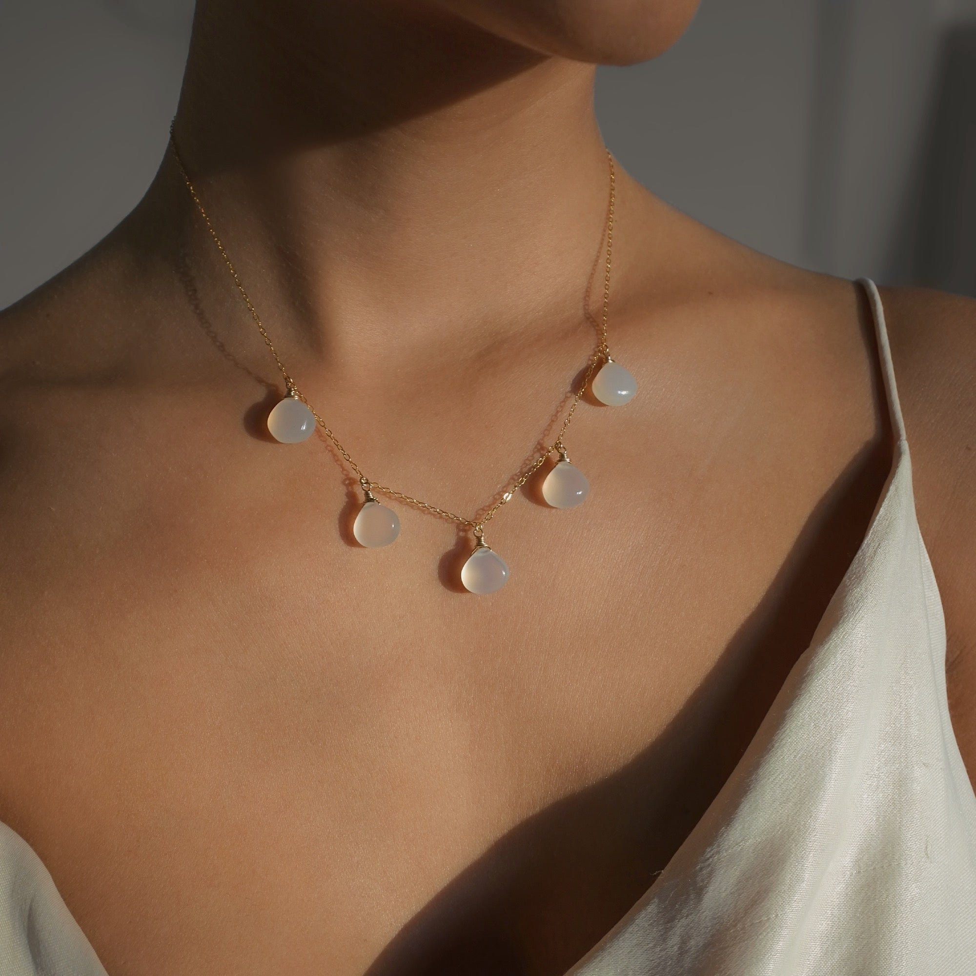 Collier Gouttes Calcedoine