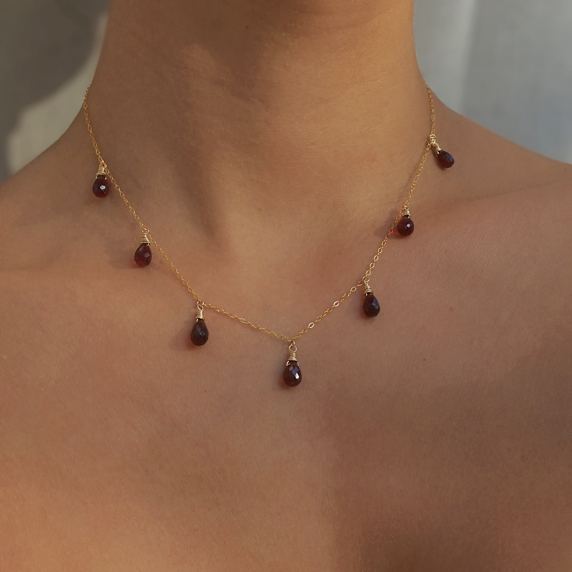 Collier Gouttes Grenat