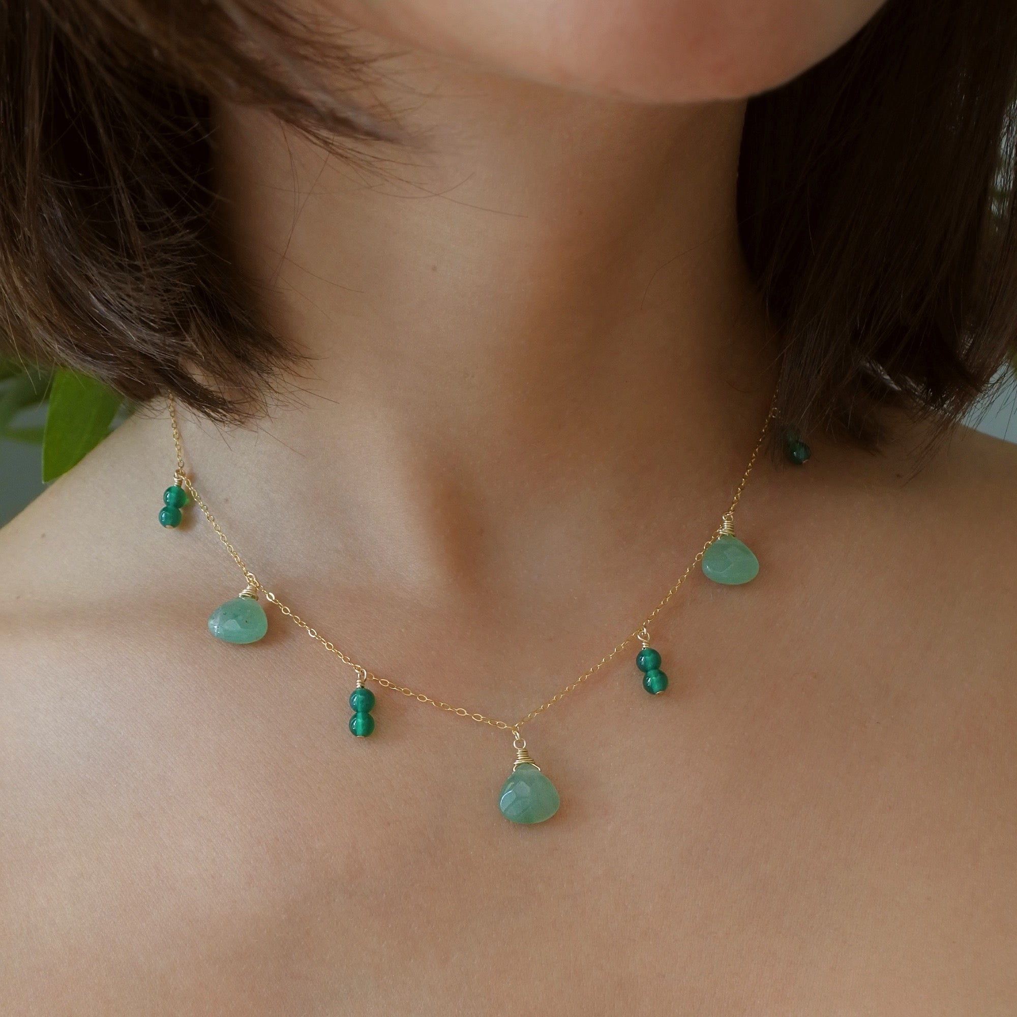Collier Aventurine & Agate verte