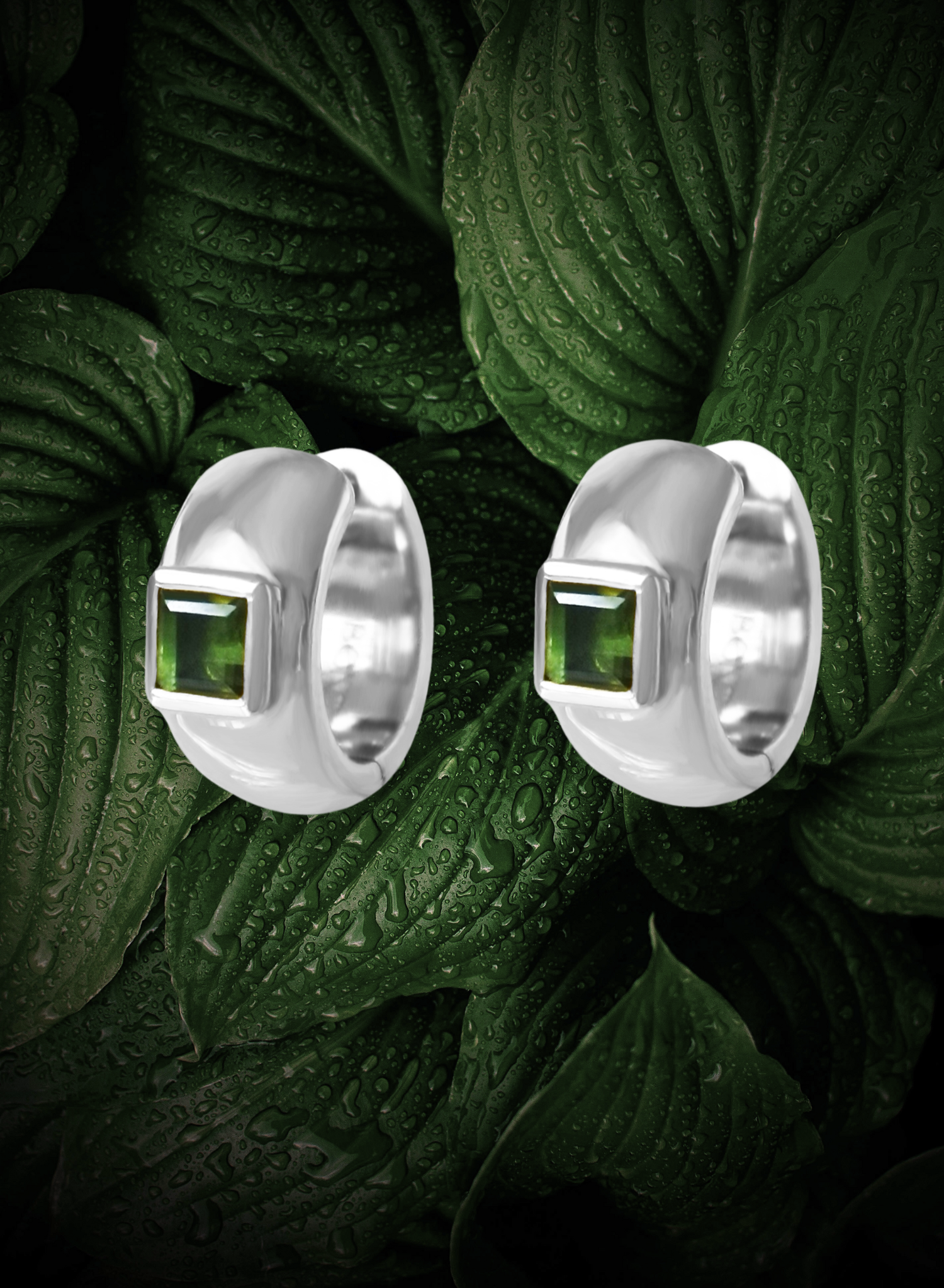 boucles-oreilles-créoles-carré-tourmaline-verte-argent-pierre-fine-gemstone-bijou-femme-Bento-jewelry