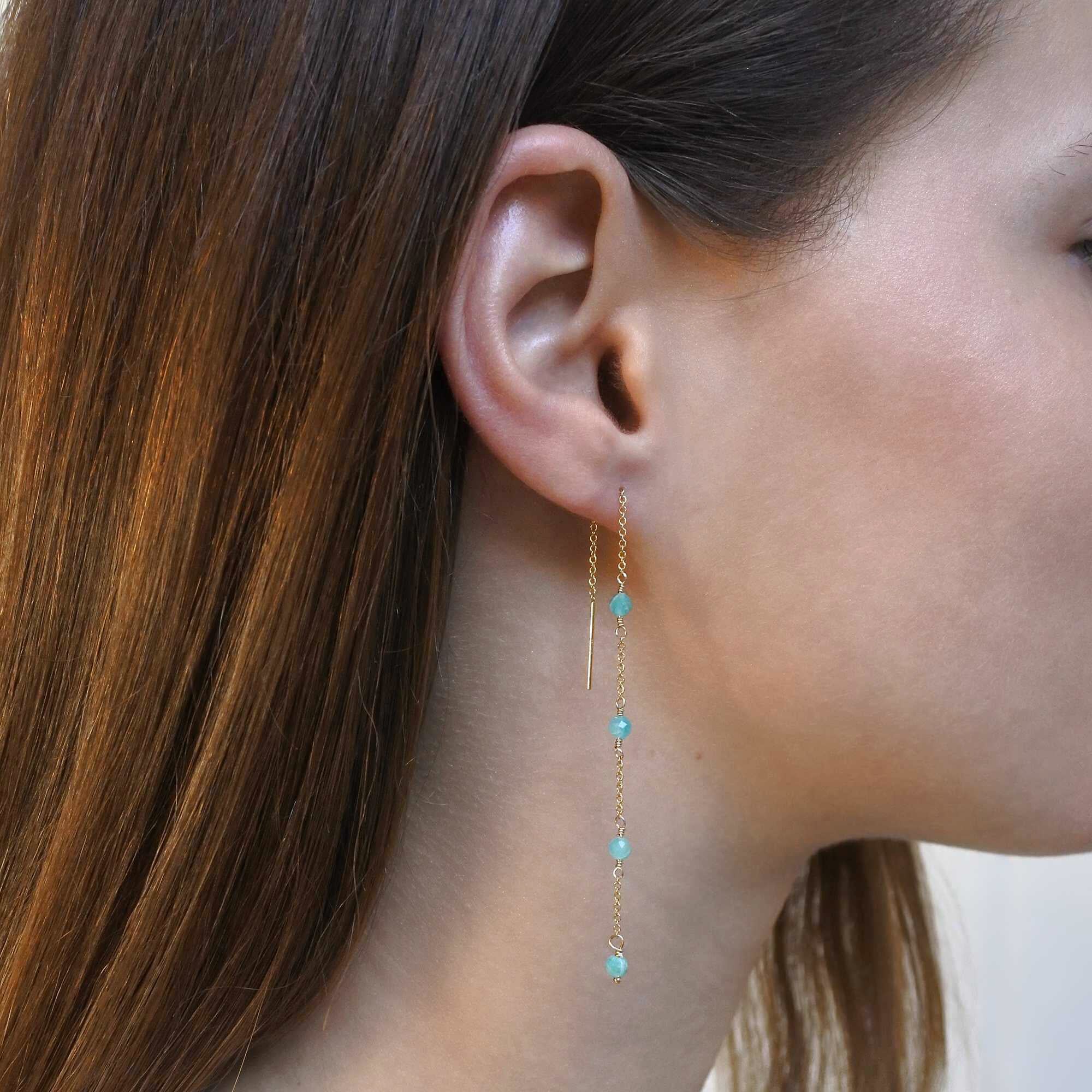 Boucles Chainettes Amazonite Turquoise