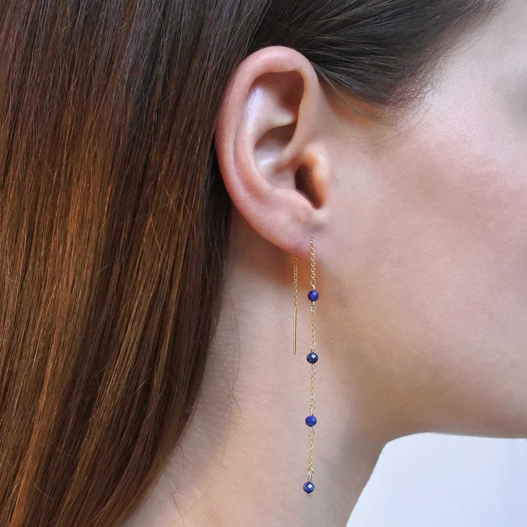 Boucles Chainettes Lapis-lazuli