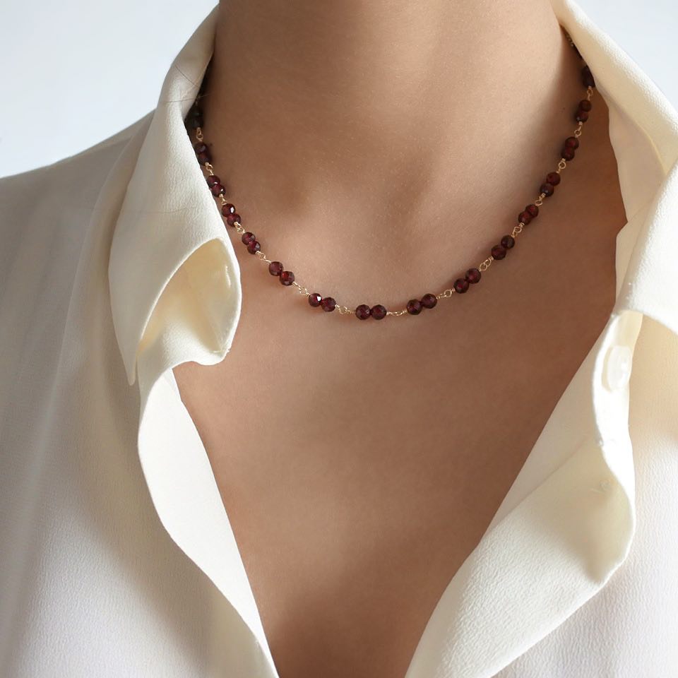 Collier Grenat facettes