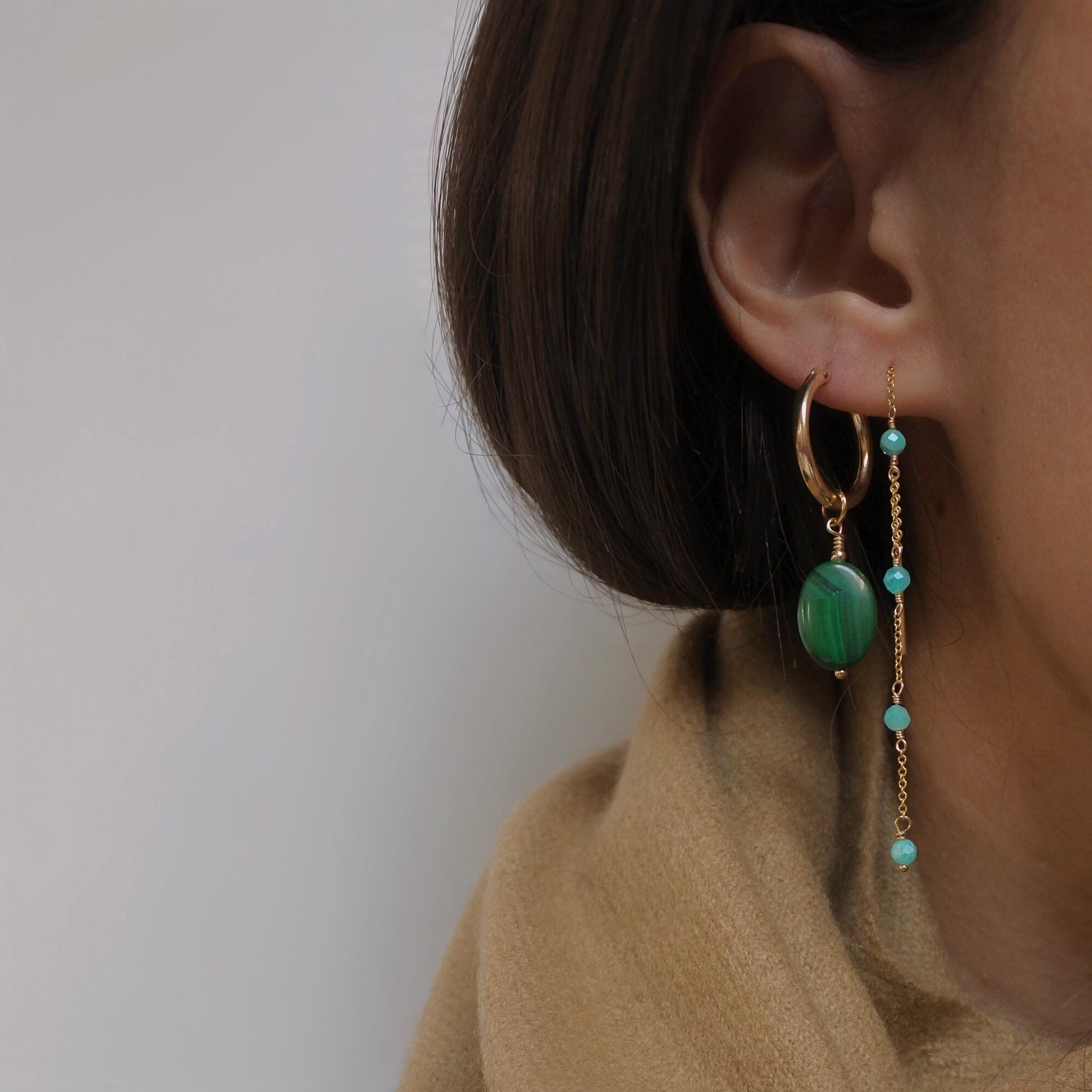 Boucles Chainettes Amazonite Turquoise