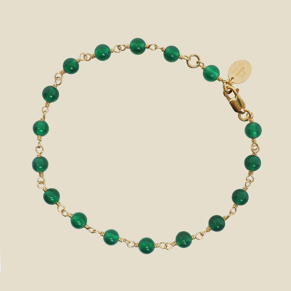 Bracelet femme Agate verte Cristal de roche Hautza