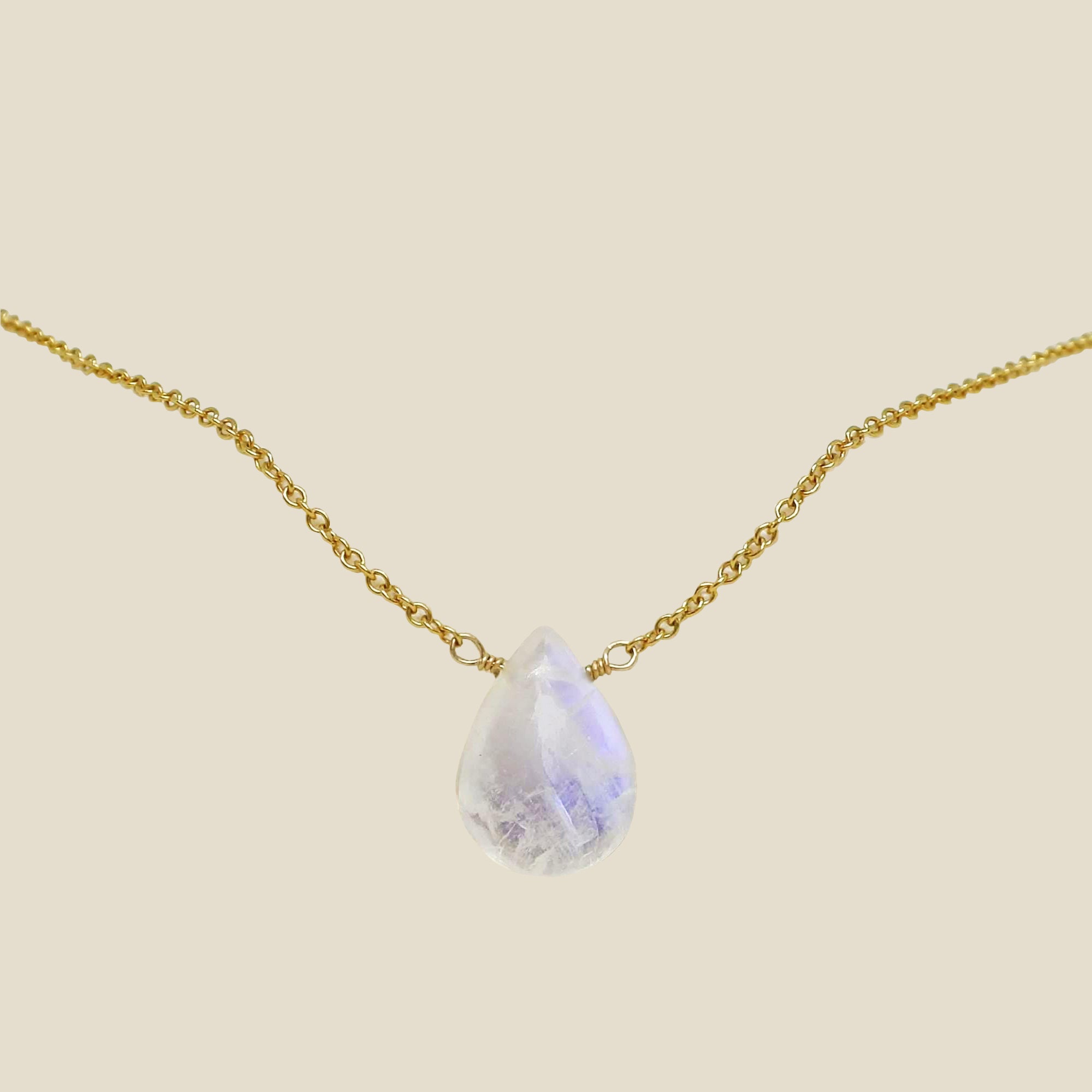 COLLIER GOUTTE PIERRE DE LUNE ARC-EN-CIEL