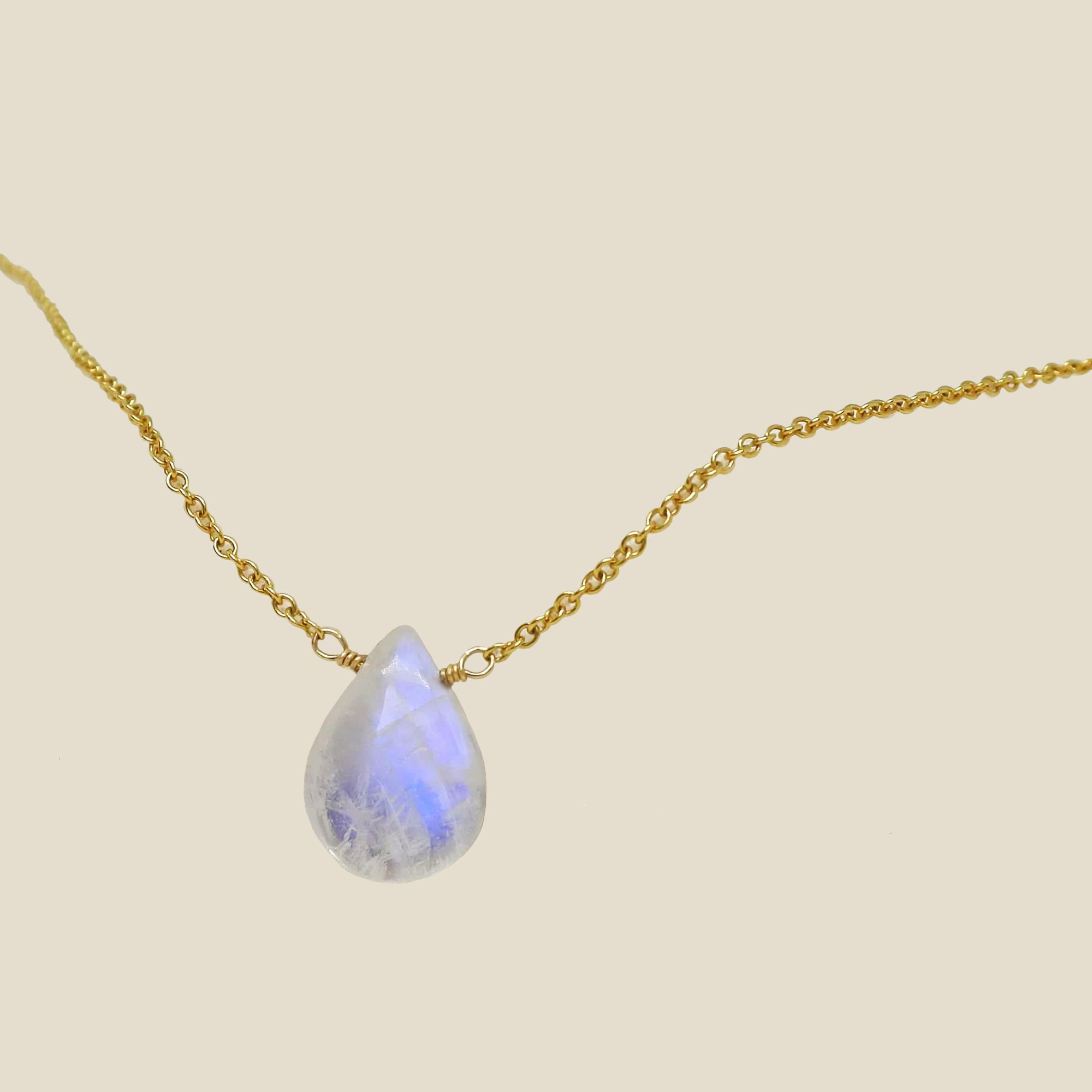 COLLIER GOUTTE PIERRE DE LUNE ARC-EN-CIEL