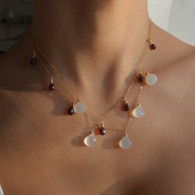 Collier Gouttes Grenat