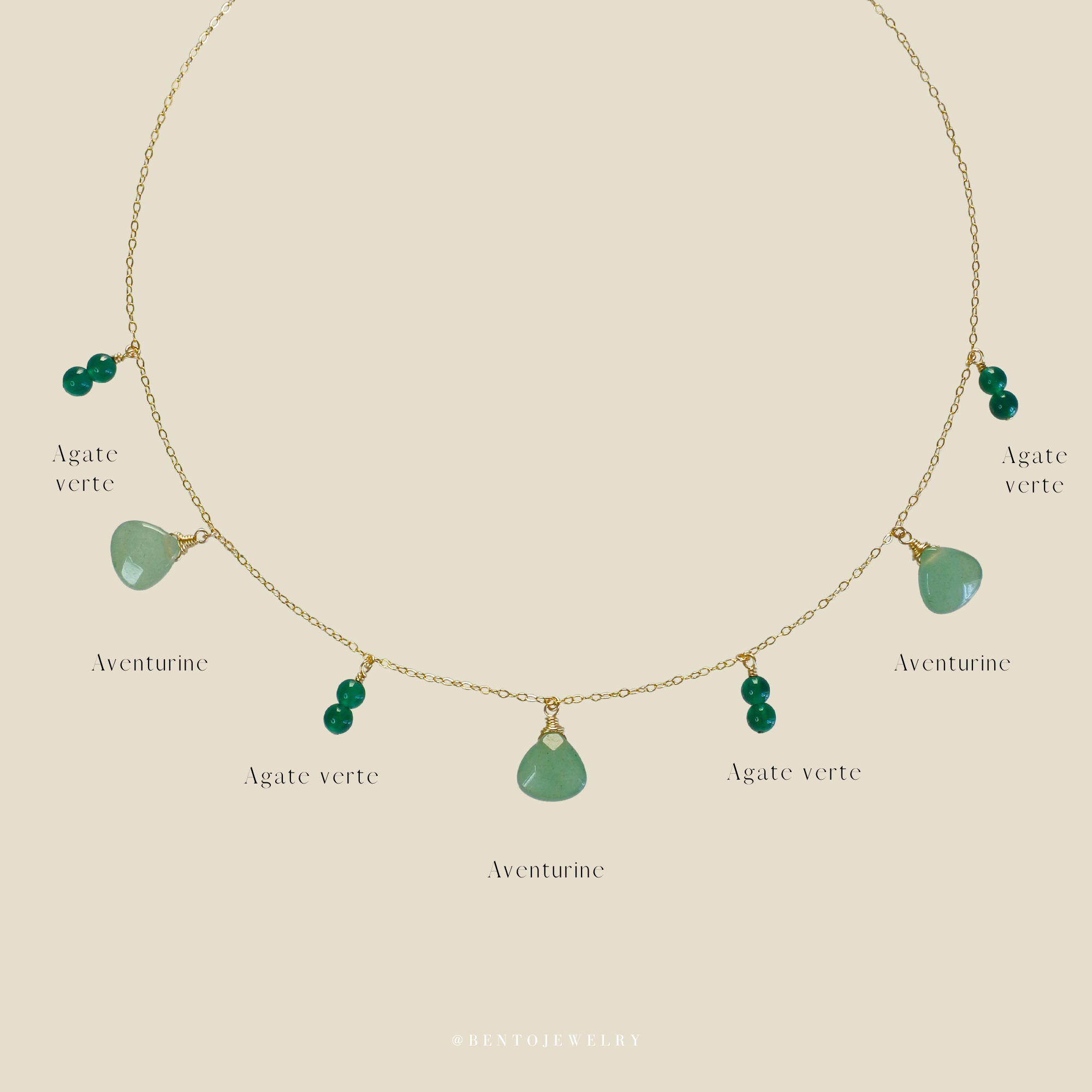 Collier Aventurine & Agate verte