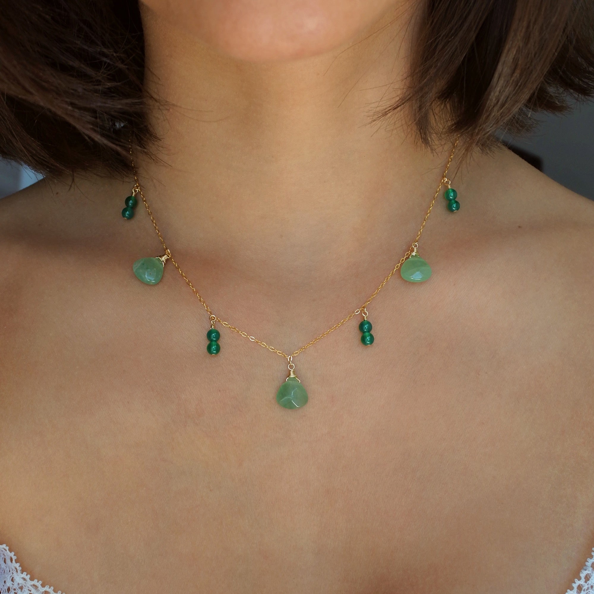 Collier Aventurine & Agate verte