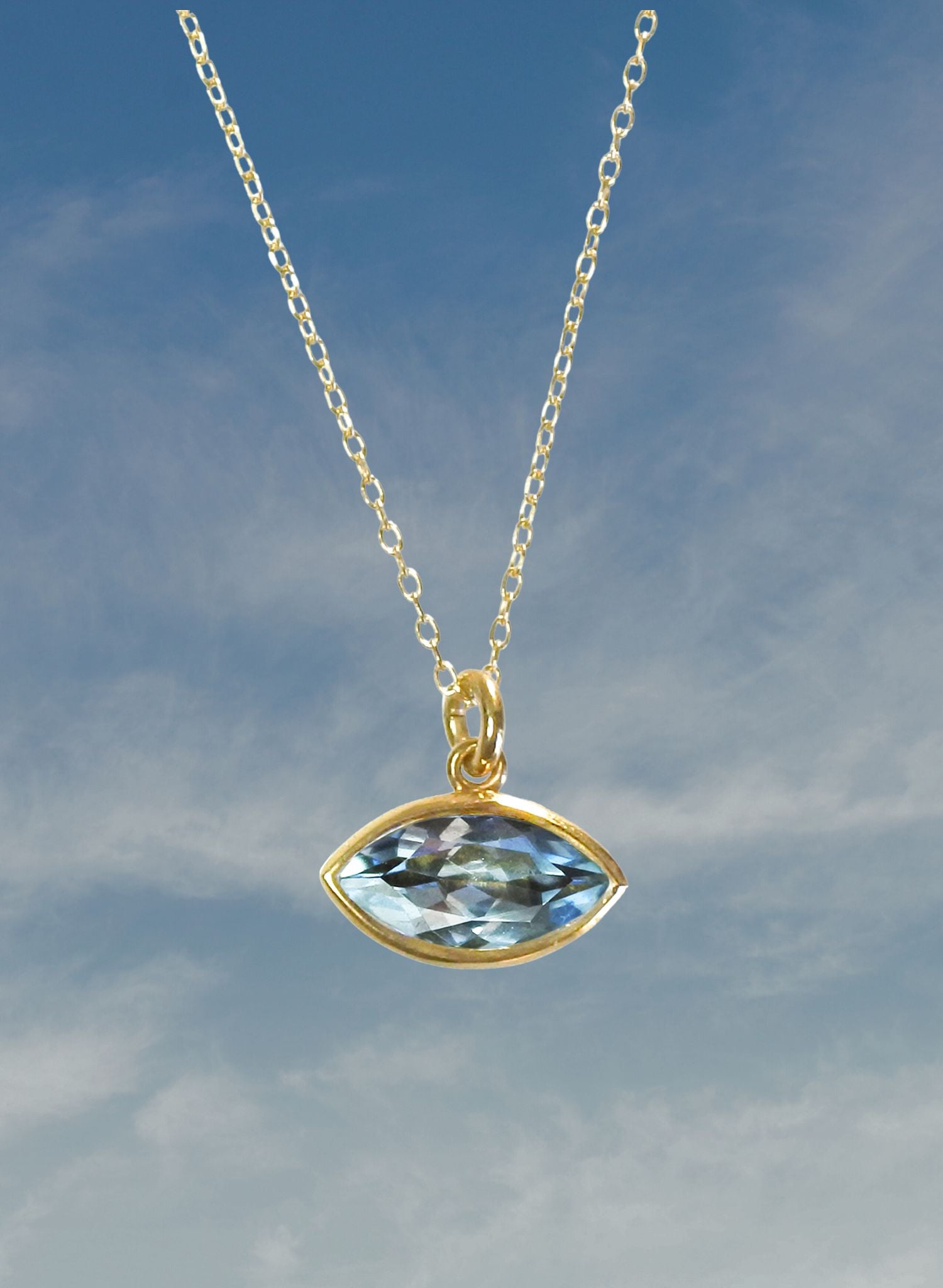 Pendentif Zirconium Solitaire Collier Aigue Marine U2013 Petit