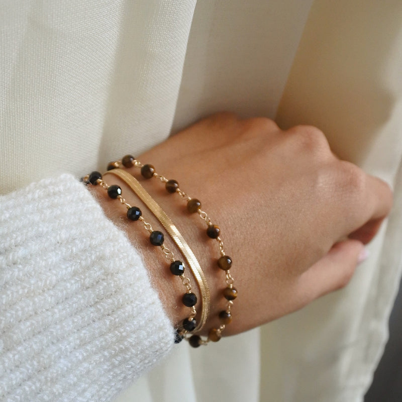 Bracelet Spinelle noire Facettes