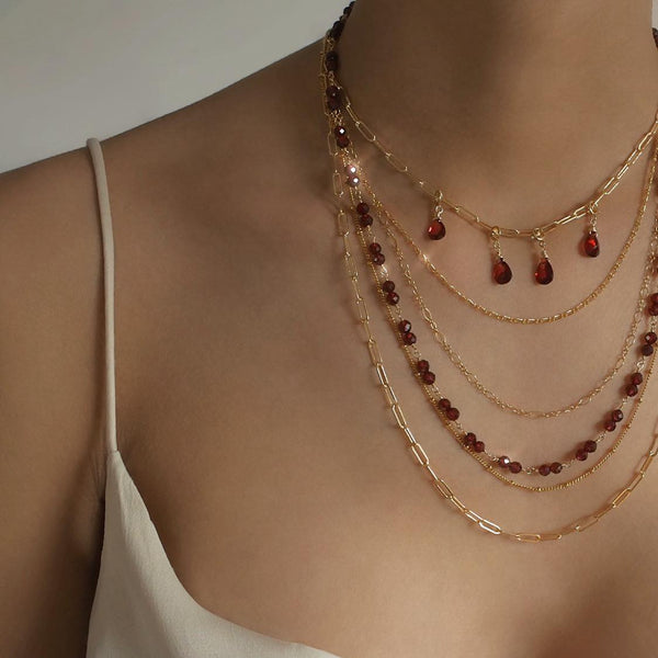 Collier Grenat facettes