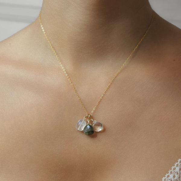 Collier Trio - Pierre de lune - Labradorite - Cristal de roche